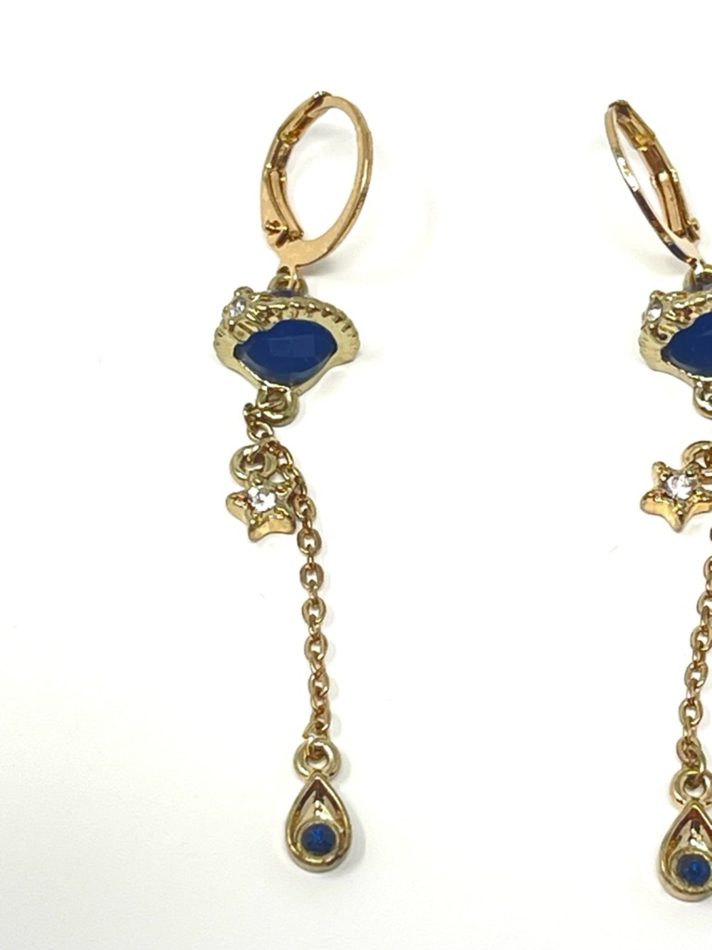 New Free People Lapis Dangle Gold Earrings - Picture 2 of 5